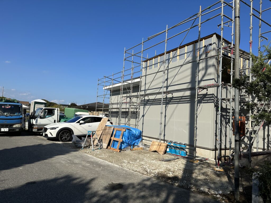 千葉県千葉市一宮の平屋「一宮の家」の棟上げが終わりました